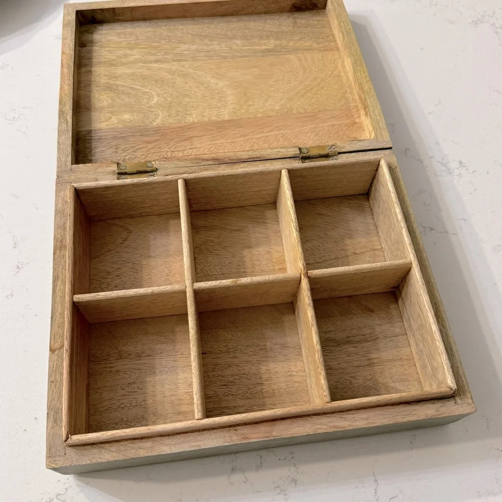 Green Geo Carved Wood Ashanti Storage Box